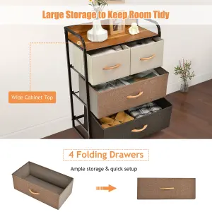 Costway Chest of Drawer with 4 Foldable Drawers Storage Tower