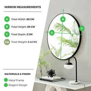 Alcantera Round Metal Frame Wall Mirror Simple and Elegant Modern Design Copper / 80cm H x 80cm W