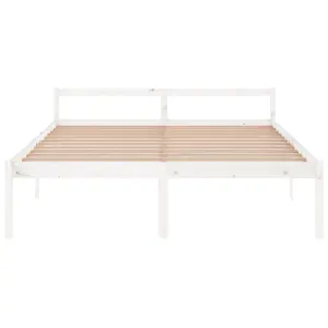 Berkfield Bed Frame White Solid Wood Pine 180x200cm Super King Size