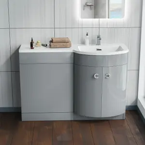 Nes Home 1100mm Right Hand Bathroom Vanity Basin Unit Grey