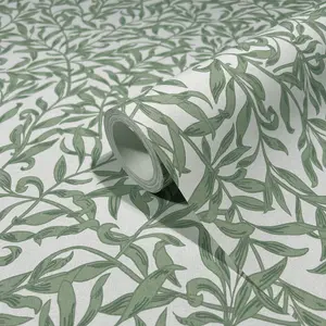 Galerie Heritage Green Vintage Leaf Wallpaper Roll