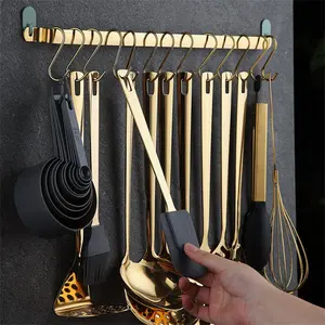 Gold Cooking Utensils Set,Kyraton Stainless Steel 37 Pieces Kitchen Utensils Set With Titanium Gold Plating,Kitchen Gadgets Cookware,Kitchen Tool Set With Utensil Holder. Dishwasher Safe