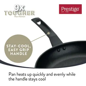 Prestige 9 x Tougher Black Round Aluminium Induction Suitable Dishwasher Safe Open Stir-Fry Pan 29cm