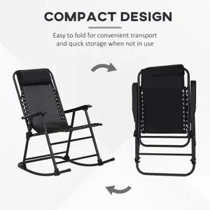 Outsunny Folding Rocking Chair Outdoor Portable Zero Gravity Chair Black