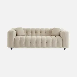 sweeek. 3-seater sofa upholstered in textured boucle fabric Leon Beige 99x229x71 cm