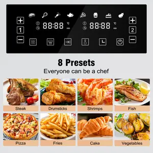 Dual Air Fryer 9L, 2X4.5L Dual Zone Air Fryer Digital Airfryer Oil Free Air Frier, Removable Divider, Touch Screen, 8 Presets, Sync Finish, 80-200°C 60Mins Timer, Cookbook, 2500W, Black