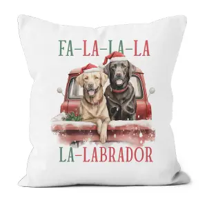 Poly Linen Christmas Cushion Labradors 60cm x 60cm