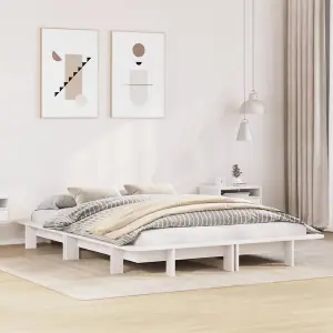 Berkfield Bed Frame without Mattress White 140x190 cm Solid Wood Pine