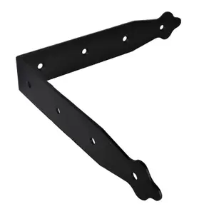 Pack of 1 x Black Corner Bracket - 200 x 200 mm Steel Right Angle Braces L Shaped Retro Decorative Metal Bracket 90 Degree Corner