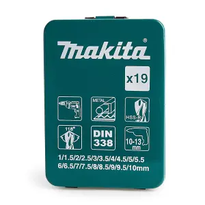 Makita D-54081 Metal HSS-R Drill Bit Set - 19 Piece