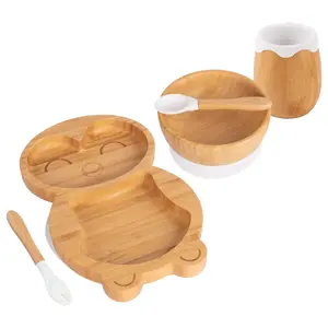 5pc Bamboo Penguin Baby Weaning Set - White