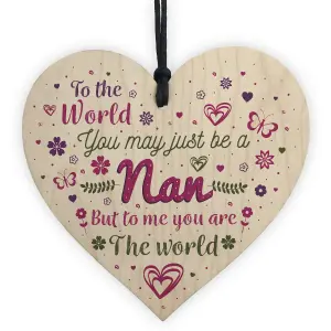 Red Ocean NAN Birthday Christmas Grandparent Gifts Handmade Wooden Hanging Heart Sign Thank YOU Keepsake Gift For NAN