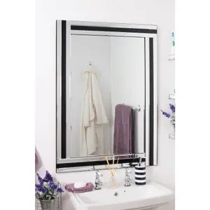 MirrorOutlet Dalton Black All Glass Wall Mirror 100 x 70 CM