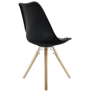 Soho Black Plastic Dining Chair with Pyramid Light Wood Legs