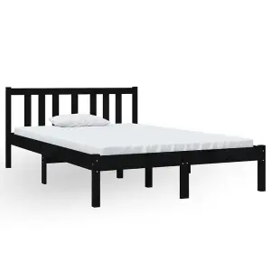 Berkfield Bed Frame Black Solid Wood 120x190 cm Small Double