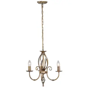 Elstead Artisan Chandelier 3 Light Aged Brass Finish, E14