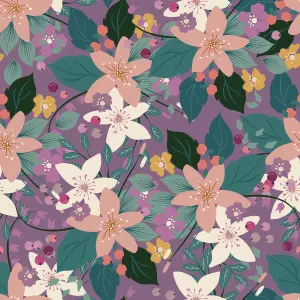 QuoteMyWall Violet Spring Flowers Self Adhesive Vinyl For furniture & Kitchen Worktops