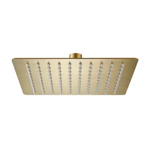 Brushed Brass Square Concealed Thermostatic Shower Valve Rainfall Set