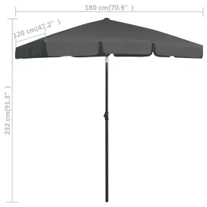 Berkfield Beach Umbrella Anthracite 180x120 cm