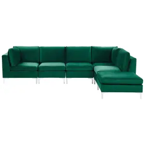 Sofa with Ottoman EVJA Green Velvet Left Hand