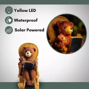 Solar Bear Ornament Light Rocking Chair Garden Outdoor Statue Lighting Decor