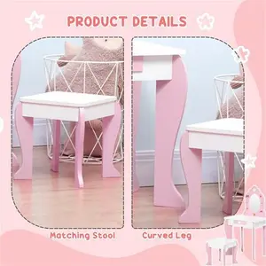 Playful Haven Pink Kids Dressing Table Set