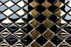 Glass mosaic on mesh for bathroom or kitchen 300mm x 300mm - Gold dama