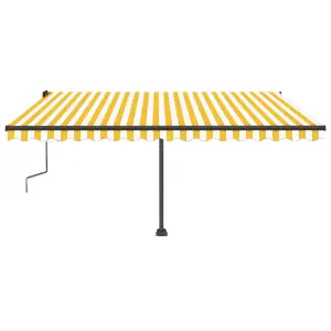 Berkfield Manual Retractable Awning with LED 450x350 cm Yellow and White