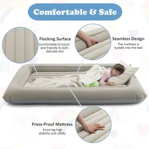 Costway Inflatable & Portable Kids Bed w/ Removable 2 Sides Mattress