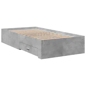 Berkfield Bed Frame with Drawers without Mattress Concrete Grey 90x190 cm Single