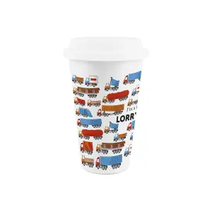 Lorry Driver Ceramic Travel Mug - Novelty Truck Driving Themed Gifts/Presents - Double-Walled Insulated Hot/Cold Drinks Cup