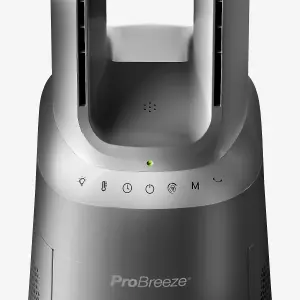 Pro Breeze 41" 2-in-1 Bladeless Tower Fan and Air Purifier - Quiet Airflow, 5 Operating Modes & 75 Degree Oscillation - Silver