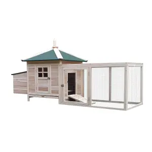 PawHut Chicken Coop Hen Poultry House w/ Nesting Box Outdoor Run Patio Wooden