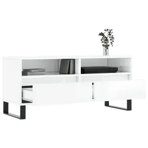 Berkfield TV Cabinet High Gloss White 100x34.5x44.5 cm Engineered Wood