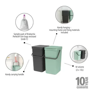 Brabantia Sort and Go Built in Recycling Bin 24 L