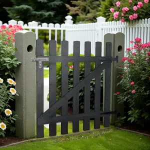 Grey Garden Wood Fence Gate 90x90cm with 2 T Shaped Hinges and 1 Latch Lock