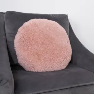 Genuine Pink Short Pile Sheepskin Cushion