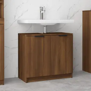 Berkfield Bathroom Cabinet Brown Oak 64.5x33.5x59 cm Engineered Wood