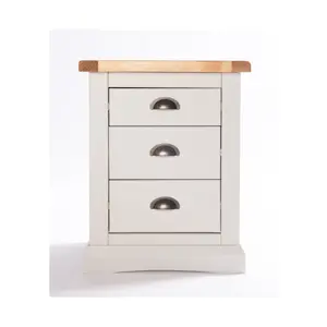 Loreo 3 Drawer Bedside Table Brass Cup Handle