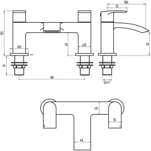 Bathroom Luxury Matt Black Bath Filler And Basin Tap Pack