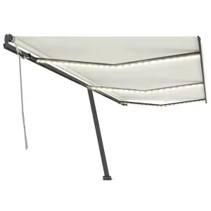 Berkfield Manual Retractable Awning with LED 600x300 cm Cream