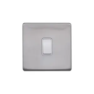 Lieber Brushed Chrome 10A 1 Gang 2 Way Switch - White Insert Screwless