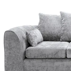 Harriet Crushed Chenille Right Facing Corner Sofa in Light Grey