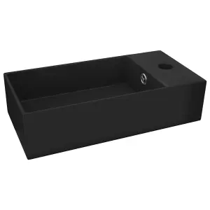 Berkfield Bathroom Sink with Overflow Ceramic Matt Black