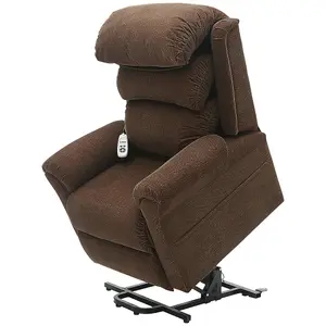 Dual Motor Rise and Recline Armchair - Waterfall Pillow - Brown Chenille Fabric