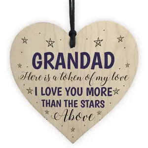 Red Ocean Grandad Gift From Grandchildren Wood Heart Novelty Fathers Day Birthday Gift For Grandad Keepsake