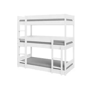 Kansas Single (3') Triple Sleeper Bunk Bunk Bed White