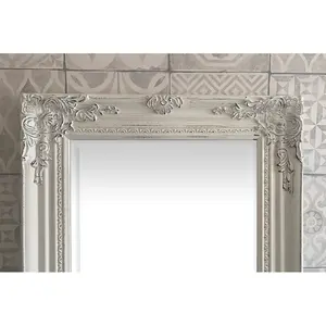 Sade Tall Solid Wood Framed Wall or Dressing Mirror Antique White