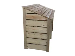 Slatted wooden log store with door and kindling shelf W-187cm, H-126cm, D-88cm - natural (light green) finish