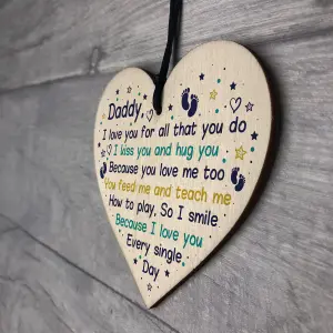 Red Ocean Dad Birthday Christmas Daddy To Be Wooden Heart From Bump Baby Gift Keepsake